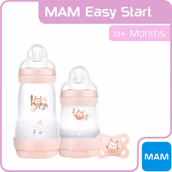 MAM Easy Start Colours of Nature Starter Self Sterilising Anti Colic Starter Set (Owls), Non-Shiny Matt Finish Newborn Bottle Set and Soother, Newborn