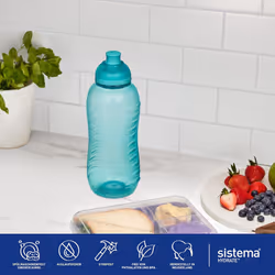 Sistema Twist 'n' Sip Squeeze Kids Water Bottle For School | Leakproof Plastic Water Bottle | 330 ml | BPA-Free | Assorted Colours
