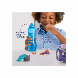 Sistema Twist 'n' Sip Squeeze Sports Water Bottles Leakproof Water Bottles 460 ml BPA-Free Recyclable with TerraCycleÂ® Blue 4 Count