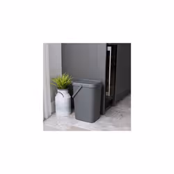 Addis 519286 Kitchen Recycling & General Storage bin 18 litres Stackable Food Waste Organiser Caddy with Clip lock lid & carrying Handle, Metallic
