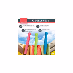 SOL 72pk Plastic Dolly Pegs For Washing Line | Heavy Duty Dolly Washing Pegs | Plastic Clothes Pegs for Washing Line | Strong Plastic Pegs for Washing