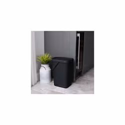 Addis 519282 Kitchen Recycling & General Storage bin 18 litres Stackable Food Waste Organiser Caddy with Clip lock lid & carrying Handle,Eco Black