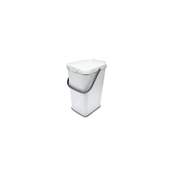 Addis 519227 Kitchen Recycling & General Storage bin 18 litres Stackable Food Waste Organiser Caddy with Clip lock lid & carrying Handle, White & Grey