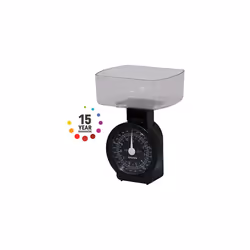 Salter 114 BKCLDR Mechanical Kitchen Scale, Compact, 5 Kg Max Capacity, Dishwasher Safe Bowl, Easy Clean, Scale Fits Inside Pan, Dust-Free Storage,