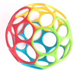 Bright Starts Oball Easy Grasp Classic Ball BPA-Free Infant Toy in Red Yellow Green Blue Age Newborn & up 4 Inches