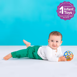 Bright Starts Oball Easy Grasp Classic Ball BPA-Free Infant Toy in Red Yellow Green Blue Age Newborn & up 4 Inches