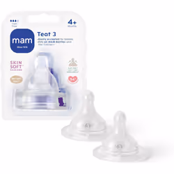 MAM Teats Size 3, Suitable for 4+ Months, MAM Fast Flow Teats with SkinSoft Silicone, Fits all MAM Baby Bottles, Baby Feeding ...