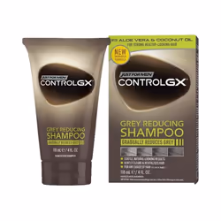 Just For Men Control GX Grey Reducing Shampoo For Grey Hair With Coconut Oil & Aloe Vera New Improved Formula All Shades, 118ml, packaging may vary