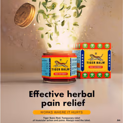 Tiger Balm Red Ointment, Temporary Relief from Minor Muscular Aches and Pains, 30 g (Pack of 1)