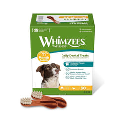 WHIMZEES By Wellness Toothbrush Month Box Natural Grain-Free Dog Chews Dog Dental Sticks for Medium Breeds 30 Pieces (One Month Supply) Size M