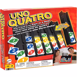 Mattel Games UNO Quatro, Family Board Game for Kids and Adults for Family Game Night, Tile GameEngaging Gift for Kids, 2 to 4 ...