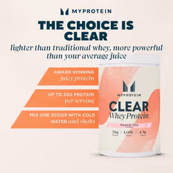 Myprotein Clear Whey Isolate Protein Powder Peach Tea - 488g Cool and Refreshing Whey Protein Shake Alternative - 20g Protein Serving per day
