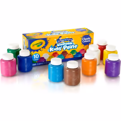 CRAYOLA Washable Paints - Assorted Colours Pack of 10 Perfect for Any Arts & Crafts Needs  Easily Washable  Ideal for Kids Aged 3+ Packaging may vary