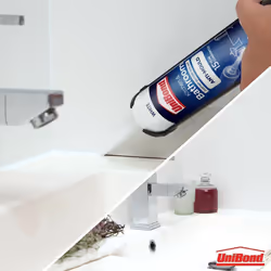 UniBond Anti-Mould White, Waterproof Mould Protection Kitchen & Bathroom Sealant Longlasting White Silicone Sealant Powerful Shower Sealant Cartridge