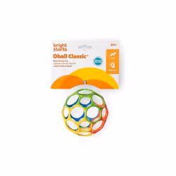 Bright Starts Oball Easy Grasp Classic Ball BPA-Free Infant Toy in Red Yellow Green Blue Age Newborn and up 4 Inches