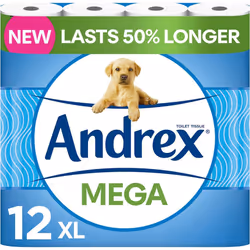 Andrex Classic Clean Mega Toilet Roll 12 Mega XL Same Quality Lasts Even Longer 12 Mega Toilet Rolls 18 Standard Rolls Paper  ...