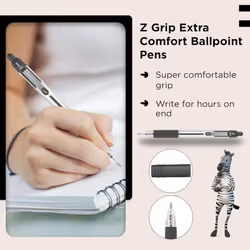 Zebra Pen Z Grip Black Ballpoint Pens Pocket Clip 8pk Retractable Ink Ballpoint Pens Reliable Black Biro Pens Everyday Use Design New Pack Size 8pk