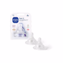 MAM Teats Size 3 Suitable for 4+ Months MAM Fast Flow Teats with SkinSoft Silicone Fits all MAM Baby Bottles Baby Feeding Ess ...