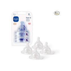 MAM Extra-Slow Flow Teats Size 0 Suitable for Newborns SkinSoft Silicone Teats for Baby Bottles Fits All MAM Bottles Baby Feeding Essentials Pack of 4
