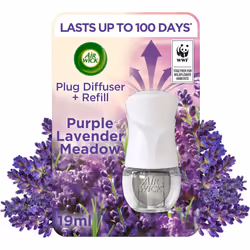 Air Wick Plug in Diffuser Kit, Purple Lavender Meadow, 1 Device & 1 Refill (19ml), Long Lasting Fragrance, Lasts up to 100 da ...