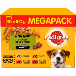 Pedigree Mixed Selection in Gravy 40 Pouches Adult Wet Dog Food Megapack (40 x 100 g)