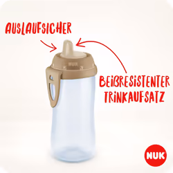 NUK Kiddy Cup Night Toddler Cup 12+ Months 300 ml Leak-Proof Toughened Spout Glow in The Dark Clip & Protective Cap BPA-Free Blue