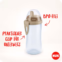 NUK Kiddy Cup Night Toddler Cup 12+ Months 300 ml Leak-Proof Toughened Spout Glow in The Dark Clip & Protective Cap BPA-Free Blue