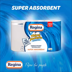 Regina Thirst Pockets Kitchen Roll, 12 Rolls, 1,200 Super Absorbent Sheets, Unique Pocket Technology, Your Ideal Kitchen Comp ...