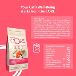 Wellness CORE Sterilised Ocean 4kg Salmon Dry Cat Food for Indoor Cats Grain Free High Fish Content Protein Rich Supports Healthy Skin & Shiny Coat