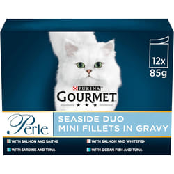 Gourmet Perle Seaside Duo in Gravy Wet Cat Food 12x85G, Pack of 4
