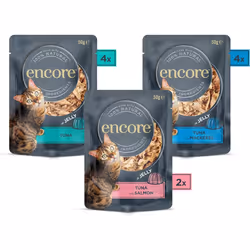 Encore 100 Percent Natural Wet Cat Food, Multipack Fish Selection in Jelly Pouch, 50g (Pack of 40 Pouches)