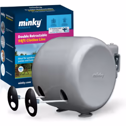 MINKY Retractable Duo Reel Washing Line Grey 2x15m packaging may vary