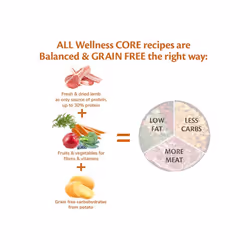 Wellness CORE Adult Lamb 1.8kg Lamb Dry Dog Food for All Dog Breeds All-Natural Grain-Free High Meat Content Protein-Rich Supports Healthy Digestion