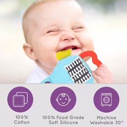 Gummee Teething Glove Teething Mitten Babies Detachable Teething Ring Side Teethers for Babies 3-6 Months (up to 9 Months) Cotton Baby Teething Glove