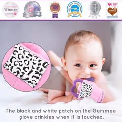Gummee Teething Glove Teething Mitten Babies Detachable Teething Ring Side Teethers for Babies 3-6 Months (up to 9 Months) Cotton Baby Teething Glove