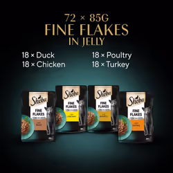 SHEBA - Adult Wet Cat Food Pouches - 72 x 85 g - Poultry - Bulk Cat Food Megapack - 72 Gravy Pouches