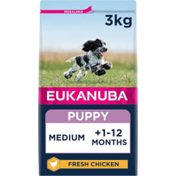Eukanuba Complete Dry Dog Food for Puppy Medium Breeds with Fresh Chicken 3 kg