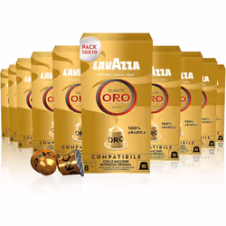 Lavazza, Qualità Oro, Nespresso Compatible Aluminium Capsules, 10 Packs of 10 Capsules