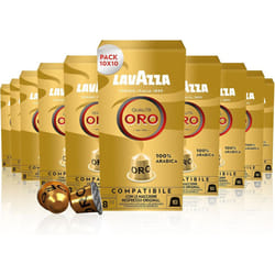 Lavazza, QualitÃ  Oro, Nespresso Compatible Aluminium Capsules, 10 Packs of 10 Capsules