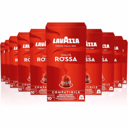 Lavazza, QualitÃ  Rossa, 100 Aluminium Coffee Capsules Compatible with Nespresso Original Machines, Chocolate Notes, Arabica  ...