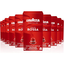 Lavazza, QualitÃ  Rossa, 100 Aluminium Coffee Capsules Compatible with Nespresso Original Machines, Chocolate Notes, Arabica & Robusta 10 Packs