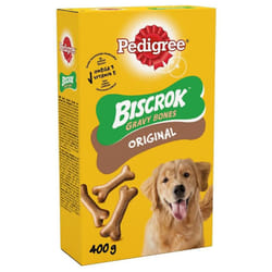 PEDIGREE Pack of 12 Biscrok Gravy Bones Biscuits Original Dog Treats 400g