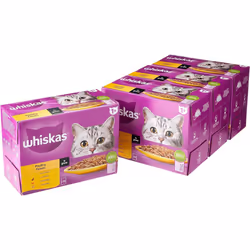 WHISKAS 1+ Cat Pouches Poultry Feasts in Gravy 4x12x85g
