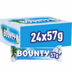 Bounty Coconut & Milk Chocolate Box, Bulk Chocolate Bars, Duo, 24 x 57g