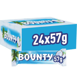Bounty Coconut & Milk Chocolate Box, Bulk Chocolate Bars, Duo, 24 x 57g