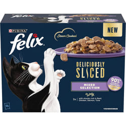 Felix Deliciously Sliced Adult Wet Cat Food Mixed Selection 12x80g, Pack of 4