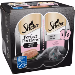Sheba Pack of 8 Perfect Portions Cat Food Tray with Salmon in Loaf 225 g