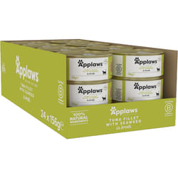 Applaws Pack of 24 100% Natural Wet Cat Food Tuna Fillet and Seaweed in 156 g Tin