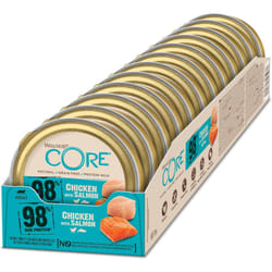 Wellness CORE 98 Percent 12 x 85g Chicken & Salmon Wet Cat Food Chunky Cat Pate All-Natural Grain-Free High Meat Content Protein-Rich Limited