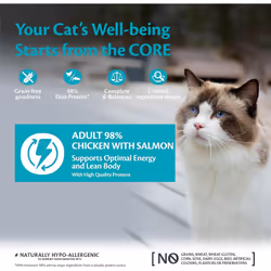 Wellness CORE 98 Percent 12 x 85g Chicken & Salmon Wet Cat Food Chunky Cat Pate All-Natural Grain-Free High Meat Content Protein-Rich Limited